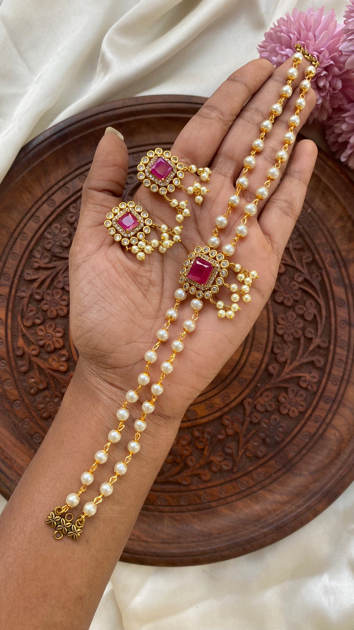 Ruby Square Pearl Choker