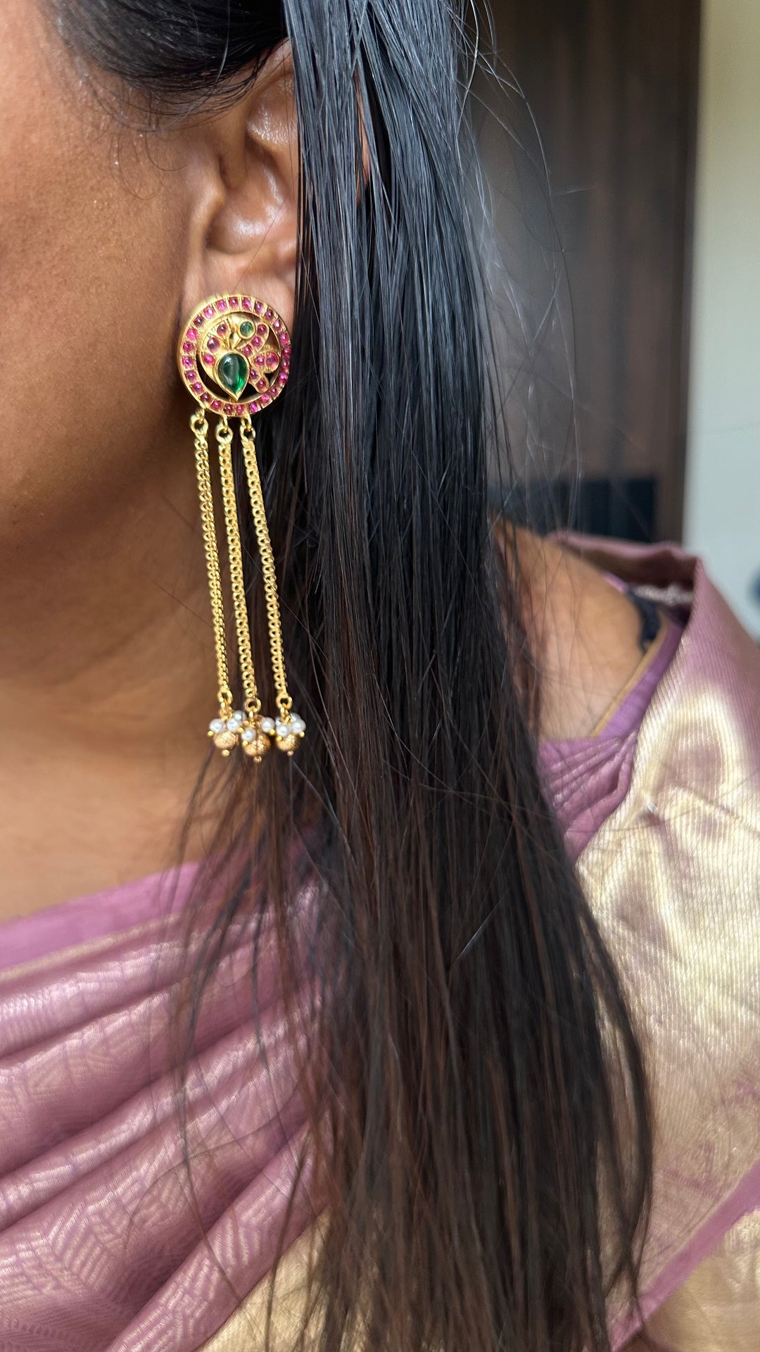 Peacock Chain Drop Earring