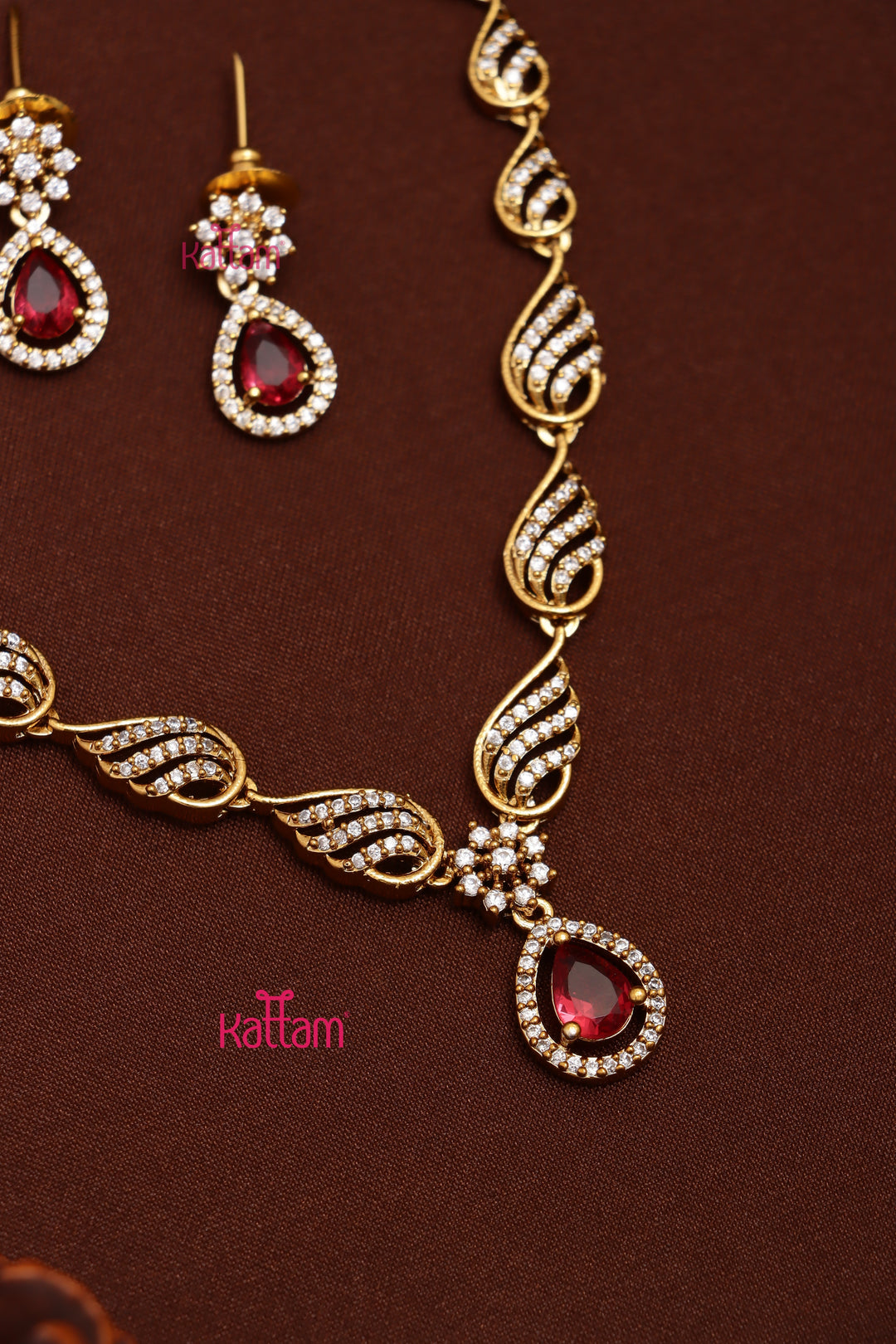 Laya - AD Stone Ruby Drop Choker