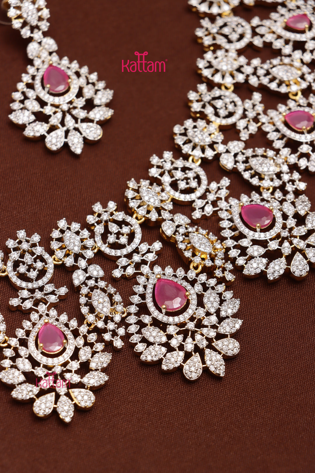 Faiza - AD Semi Bridal Ruby Choker Set