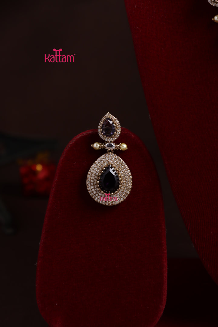 Liya - AD Purple Layered Stone Necklace