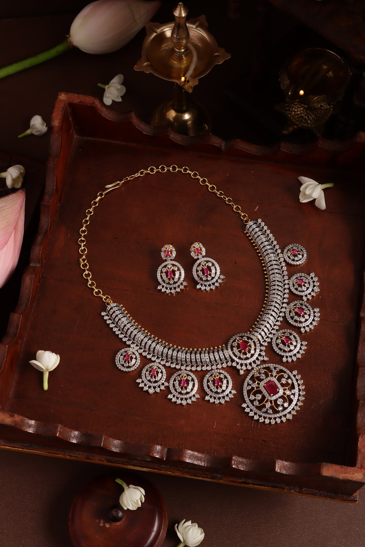 Reena - Dualtone AD Ruby Necklace