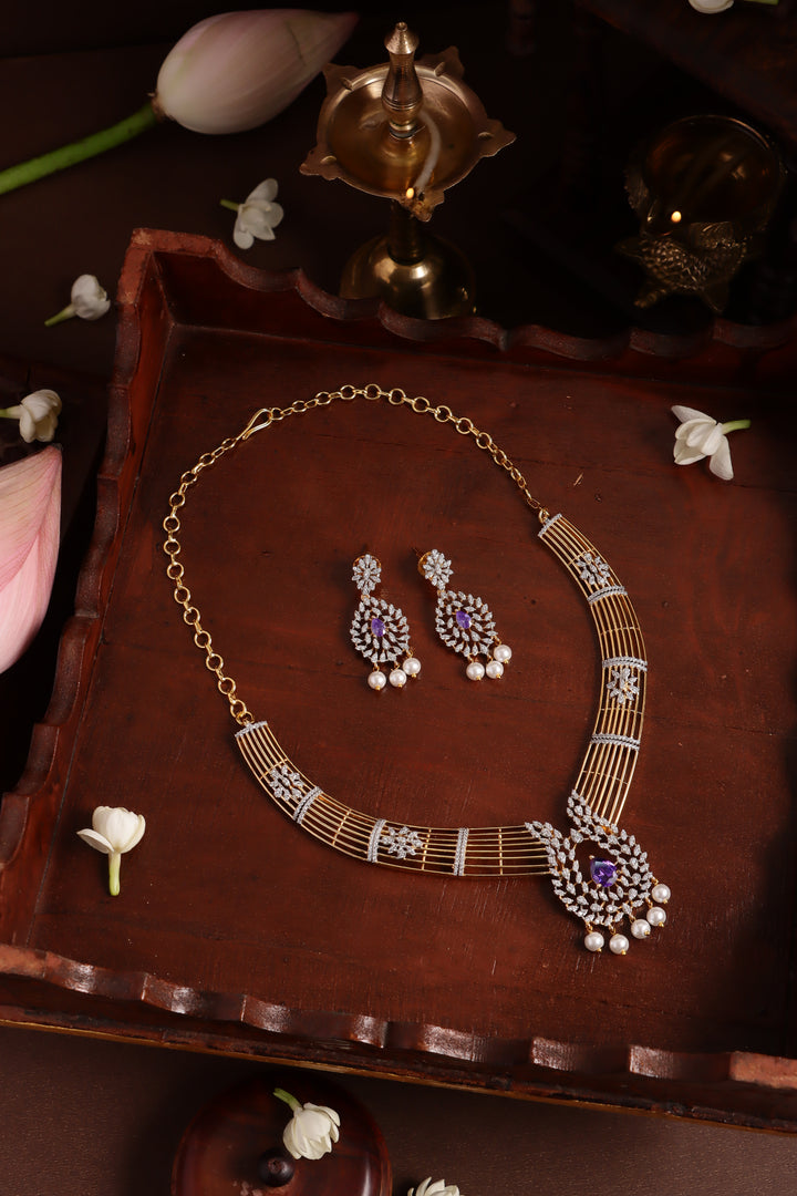 AD Thilak Purple Strip Hasli Choker