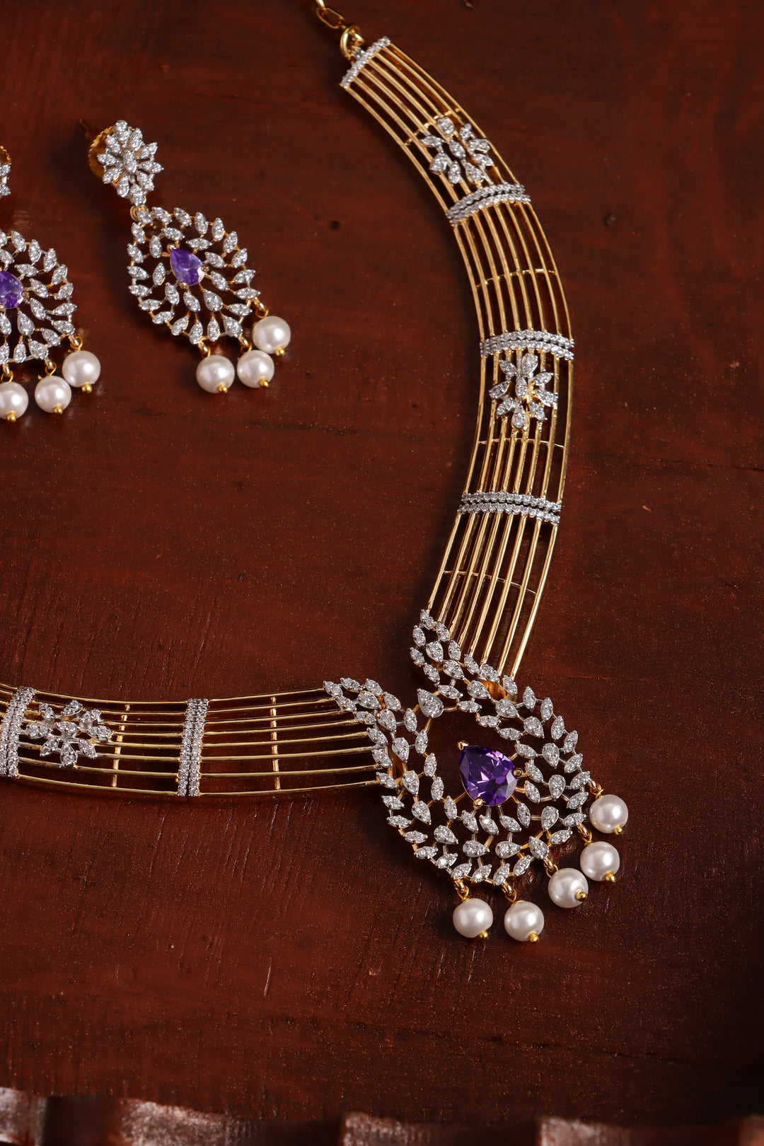 AD Thilak Purple Strip Hasli Choker