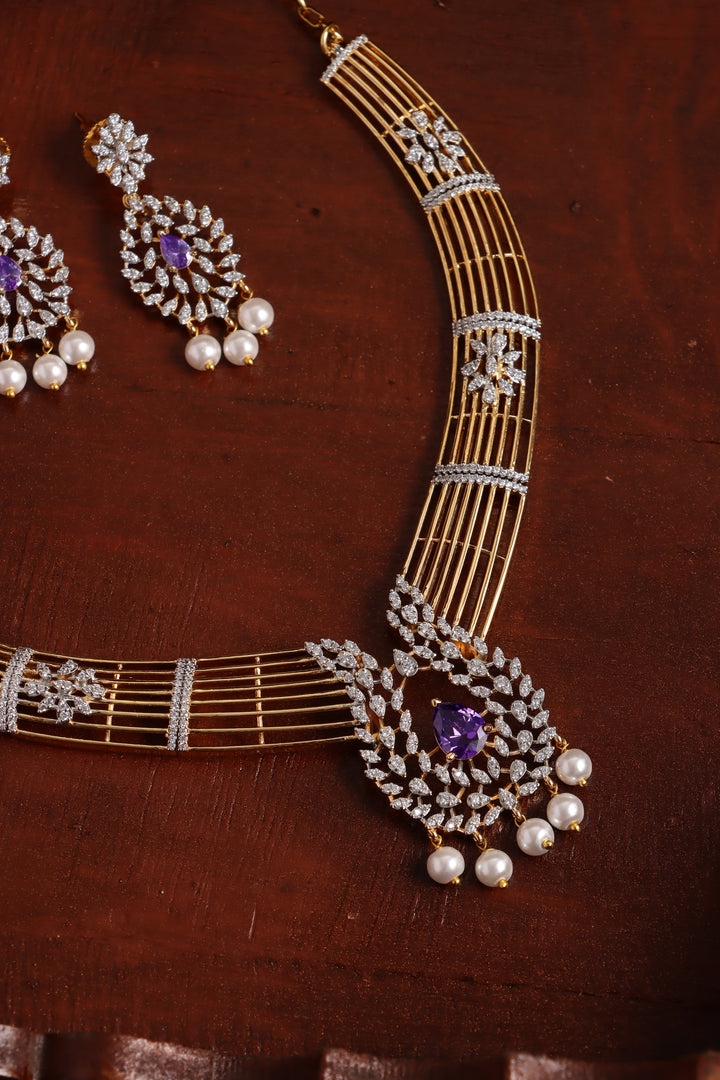 AD Thilak Purple Strip Hasli Choker