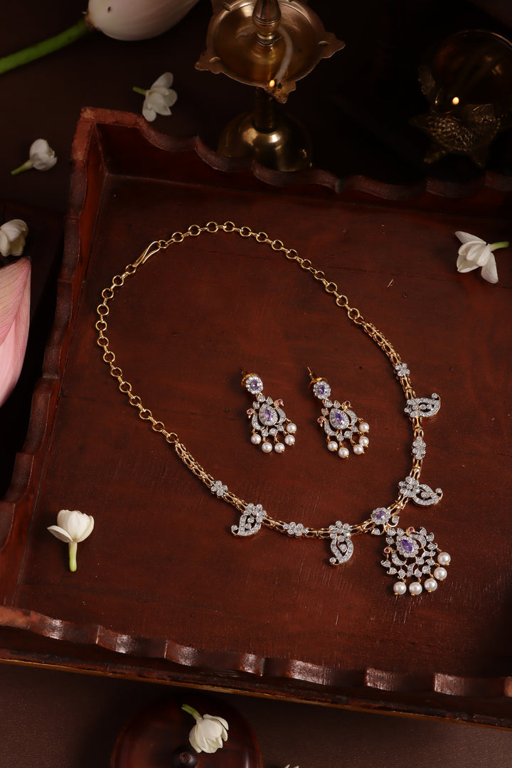 Peacock Manga Dualtone Necklace - Purple