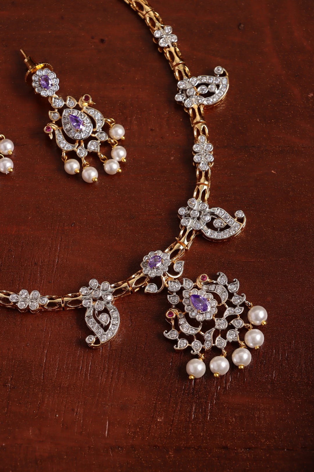 Peacock Manga Dualtone Necklace - Purple