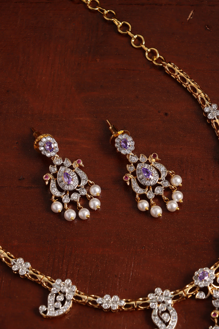 Peacock Manga Dualtone Necklace - Purple