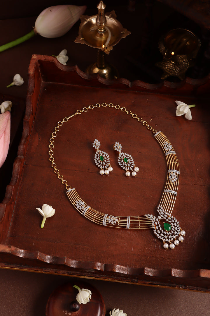 AD Thilak Green Strip Hasli Choker