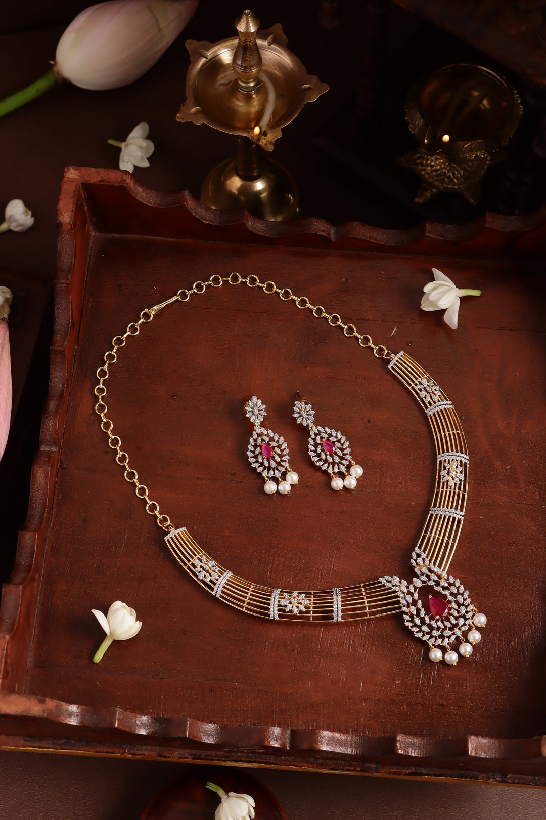 AD Thilak Ruby Strip Hasli Choker
