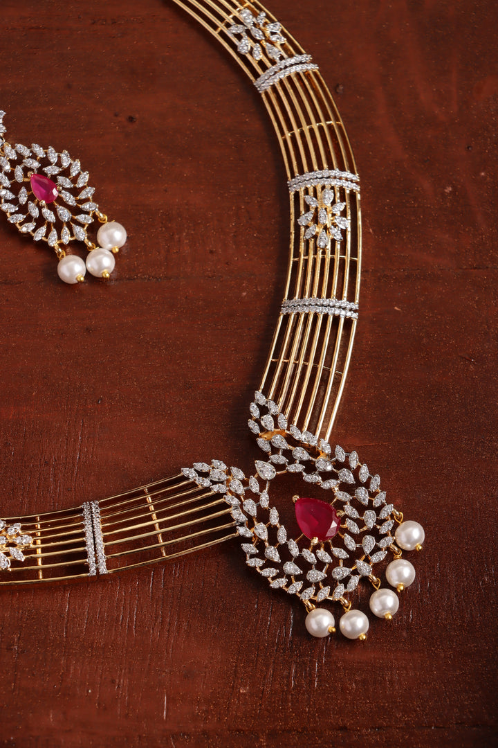 AD Thilak Ruby Strip Hasli Choker