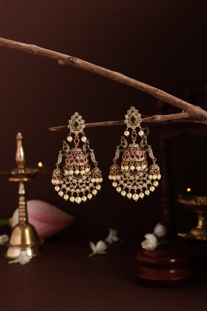 Thilak Peacock Stone Statement Jhumka