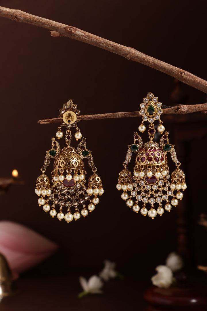 Thilak Peacock Stone Statement Jhumka