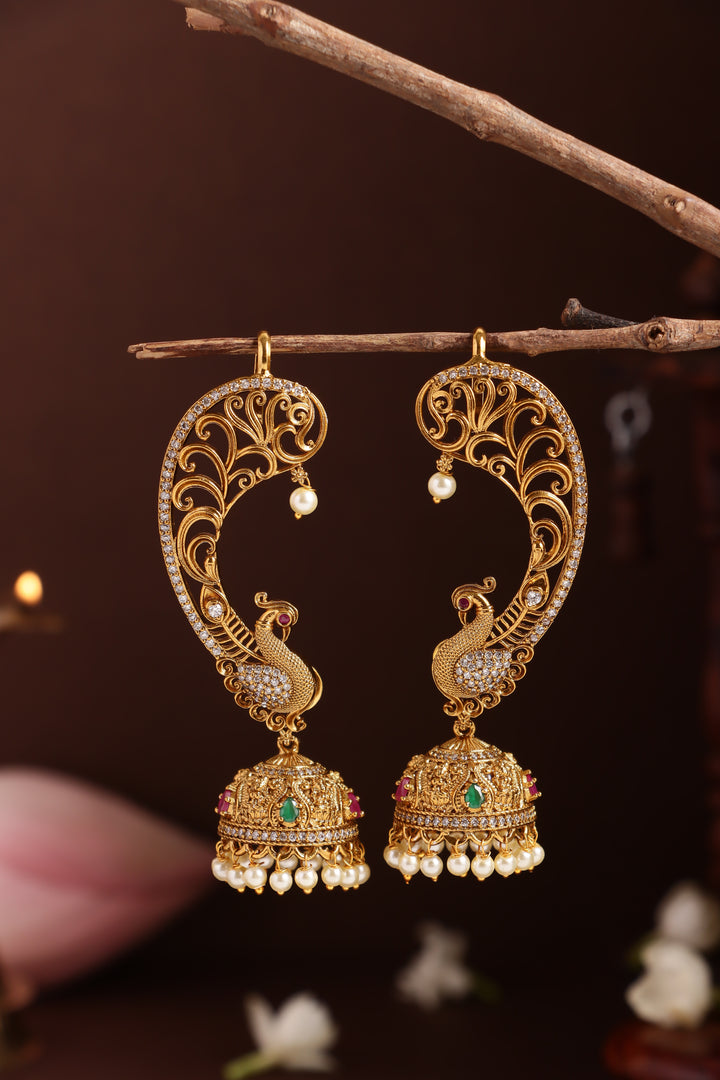 Matte Peacock Earcuff Jhumka