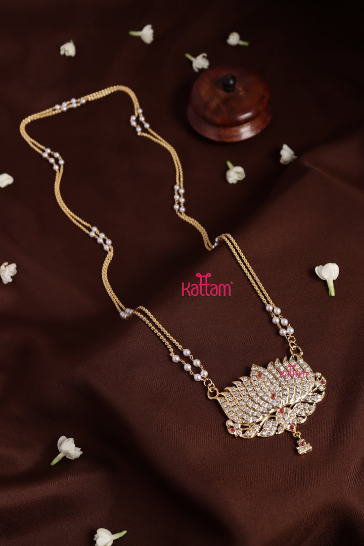 Gati Lotus Dollar Pearl Chain - White Ruby (No Earrings)