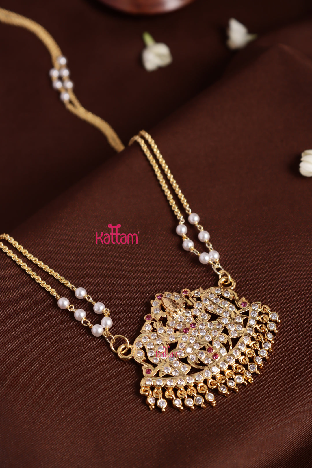 Gati Goddess Dollar Pearl Chain - White Ruby (No Earrings)