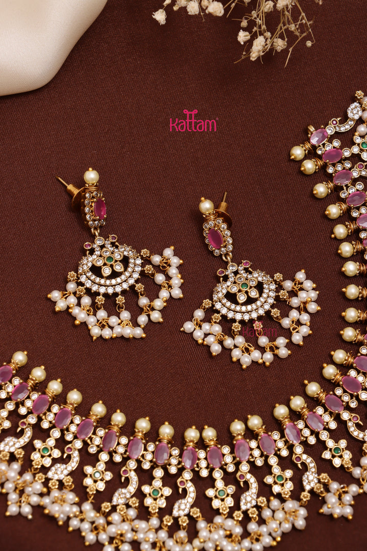 Ayushka - Peacock Ruby Pearl Choker