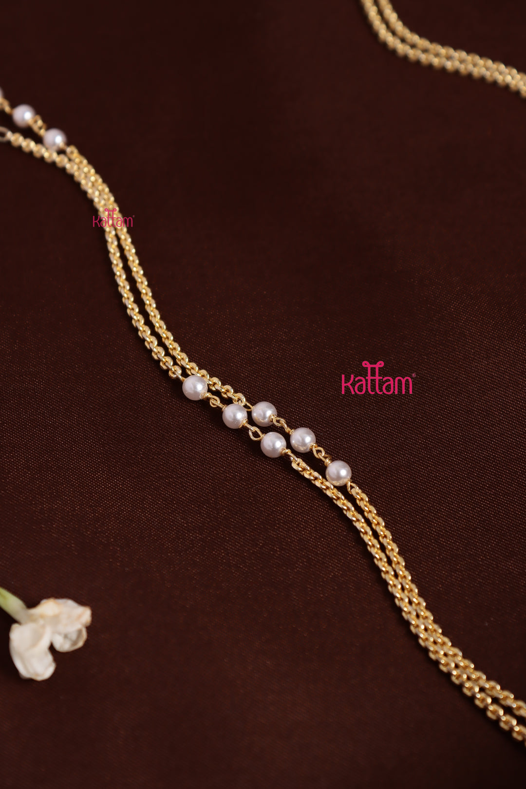 Gati Lotus Drop Dollar Pearl Chain - White Ruby (No Earrings)