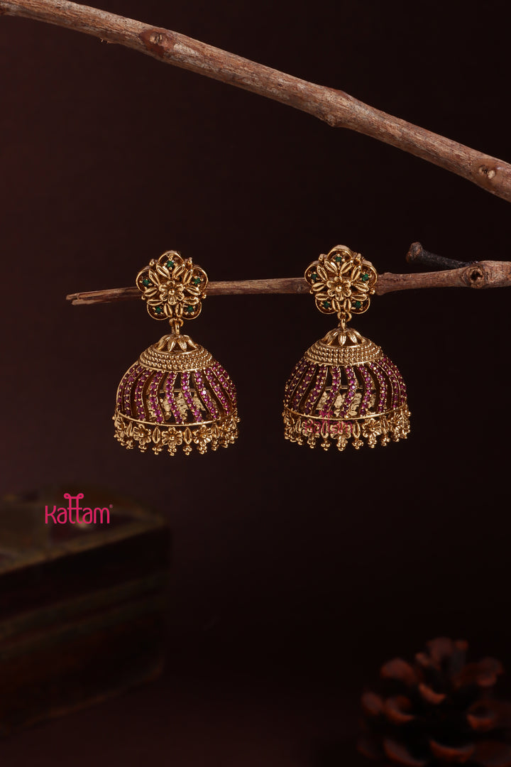 Rubystone Flower Jhumka