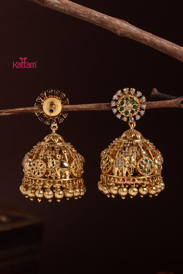 Goldtone Elephant Stone Jhumka
