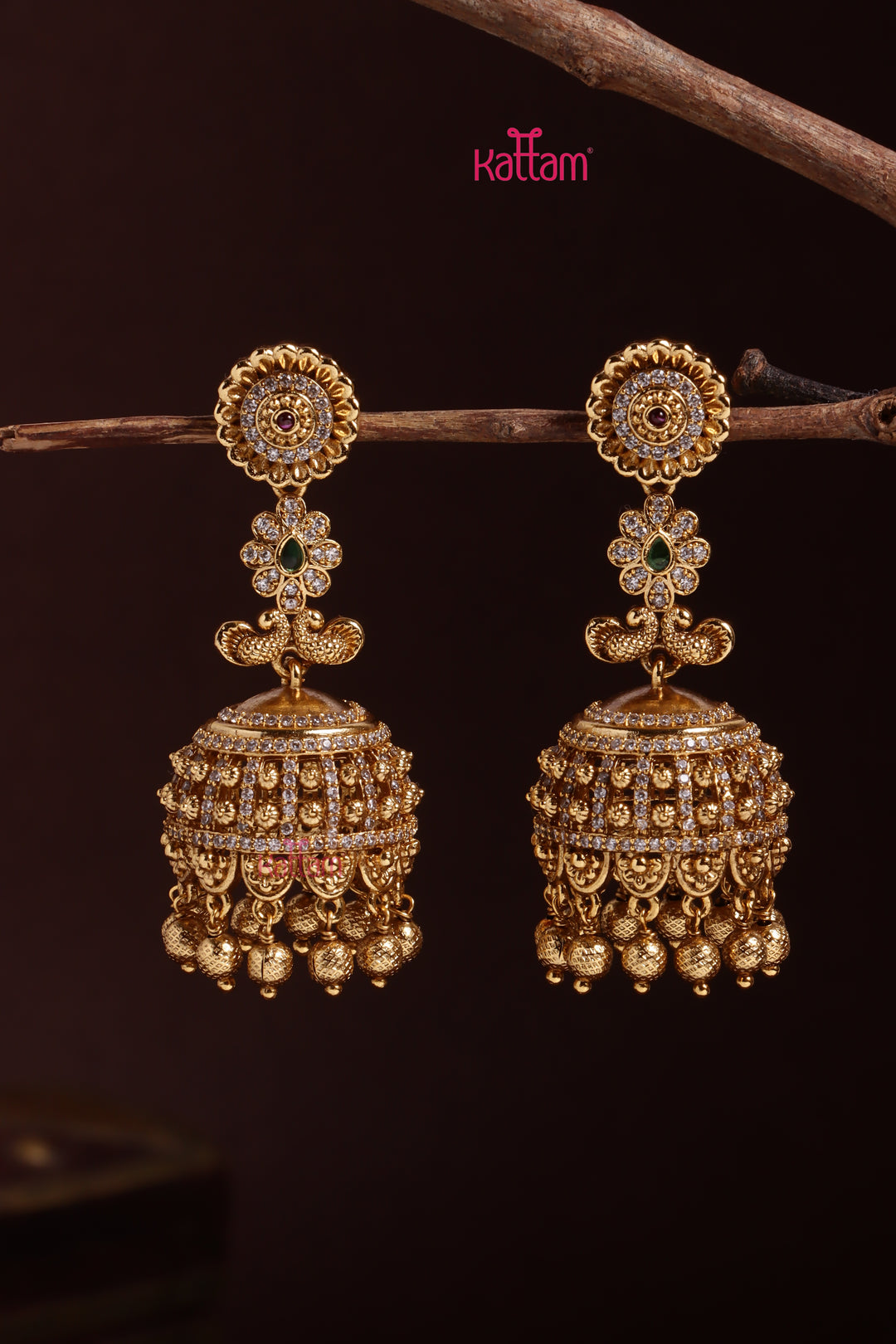 Antiquegold Peacock Jhumka
