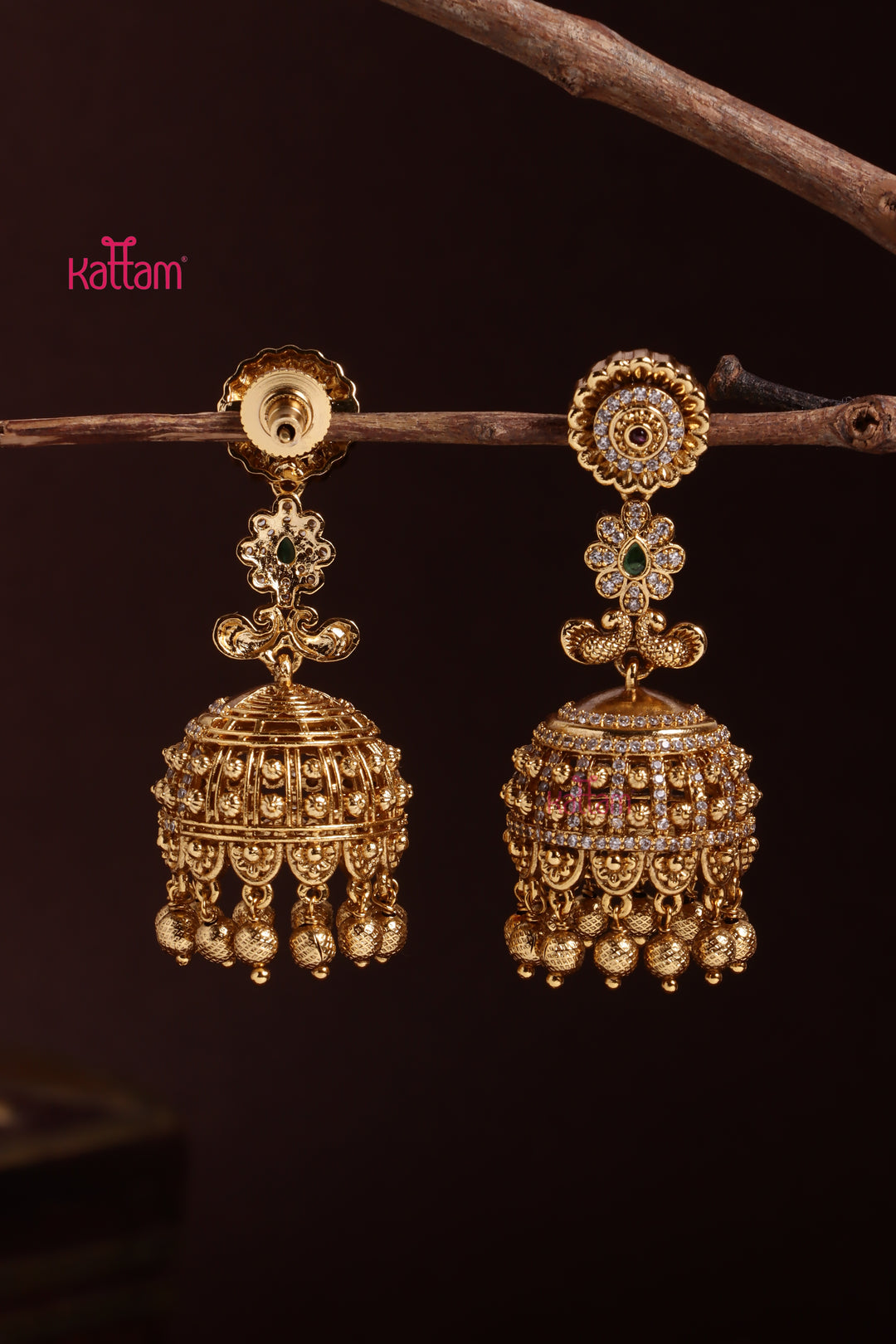Antiquegold Peacock Jhumka