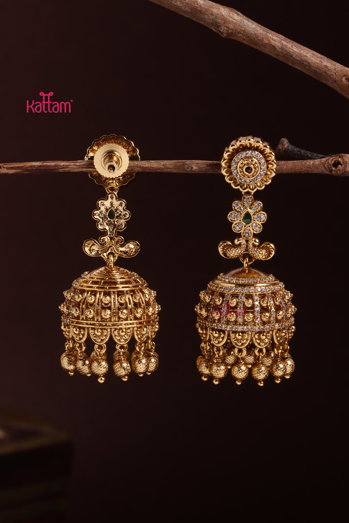Antiquegold Peacock Jhumka