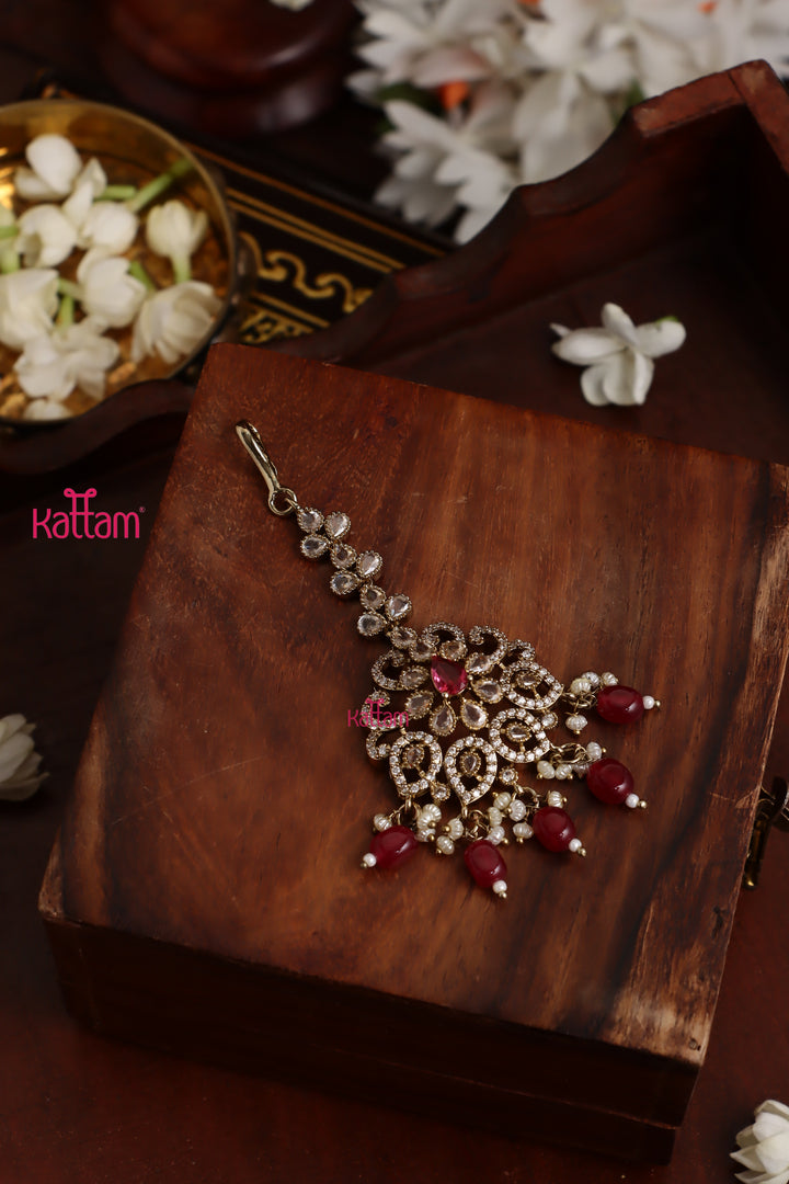 Eshva - Victorian Ruby Maangtikka