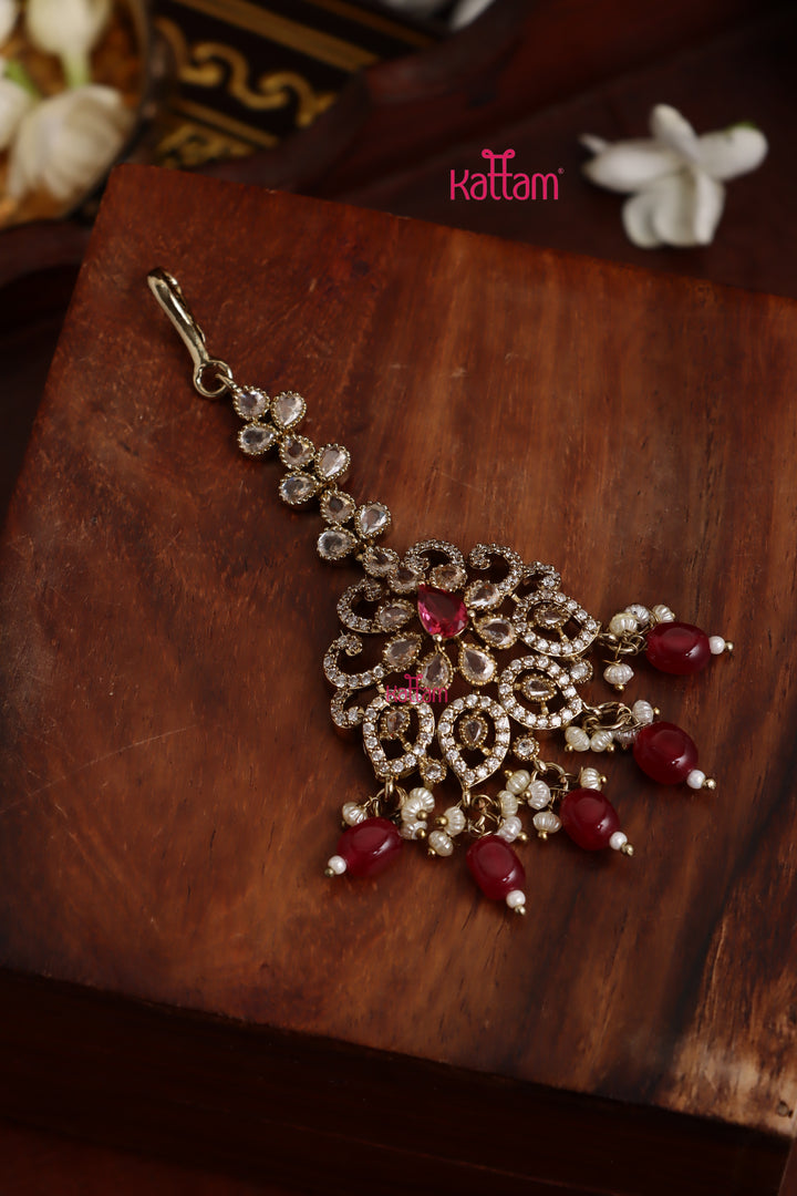 Eshva - Victorian Ruby Maangtikka