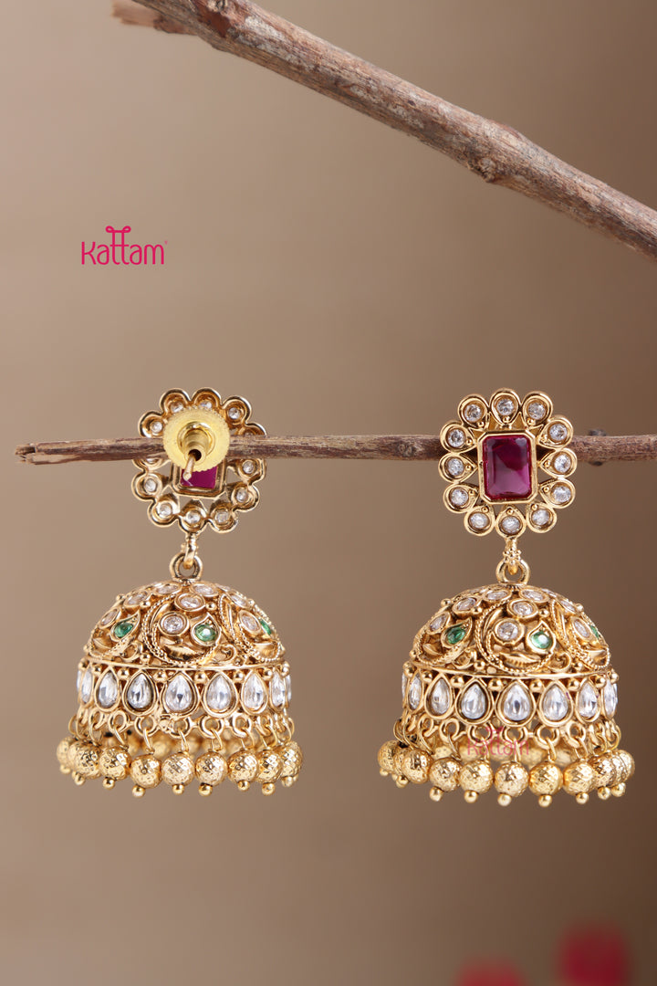 Peacock Goldtone Jhumka
