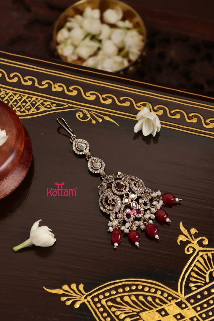 Elsa - Victorian Ruby Maangtikka