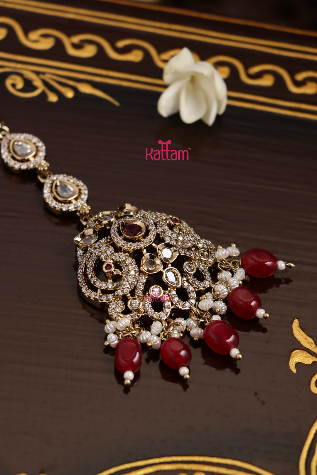 Elsa - Victorian Ruby Maangtikka