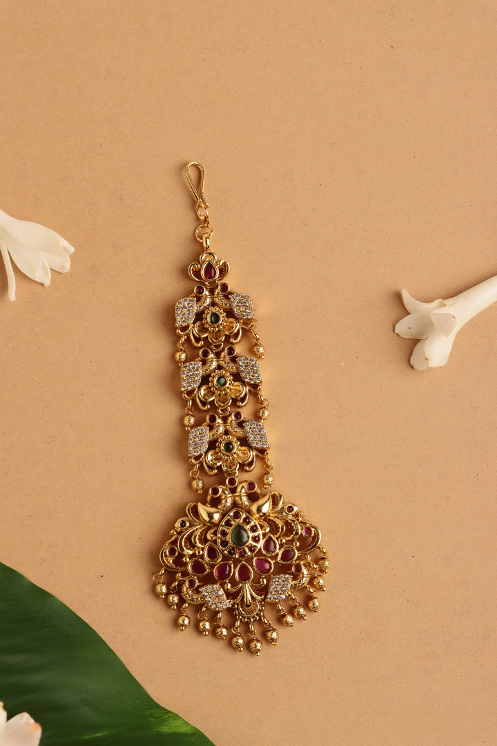 Ethnic Layer Peacock Stone Maangtikka
