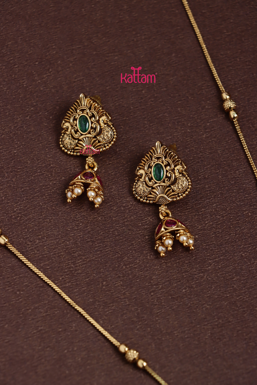 Chandbali Peacock Dollar Chain Set