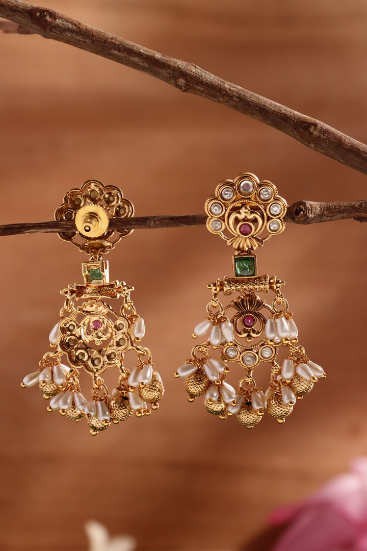 Peacock Rice Pearls Mulstistone Earring