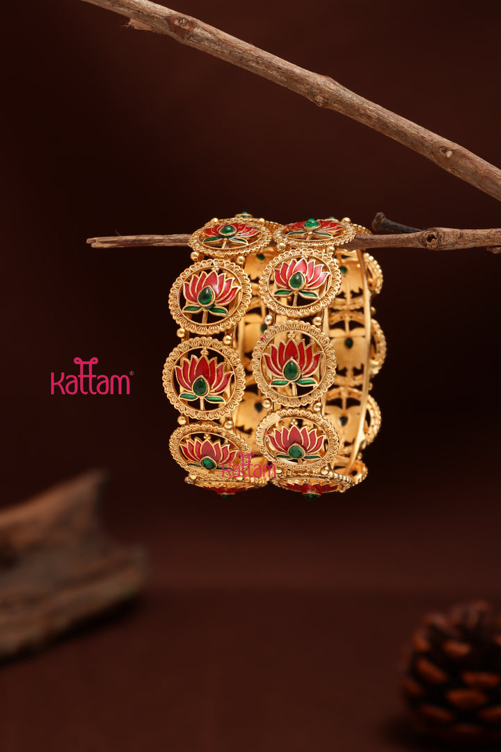 Matte Lotus Enamel Bangle (Set of 2)