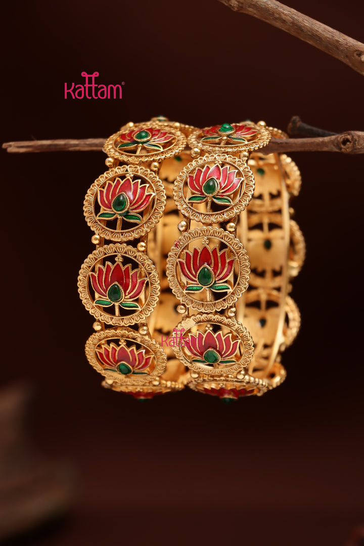 Matte Lotus Enamel Bangle (Set of 2)