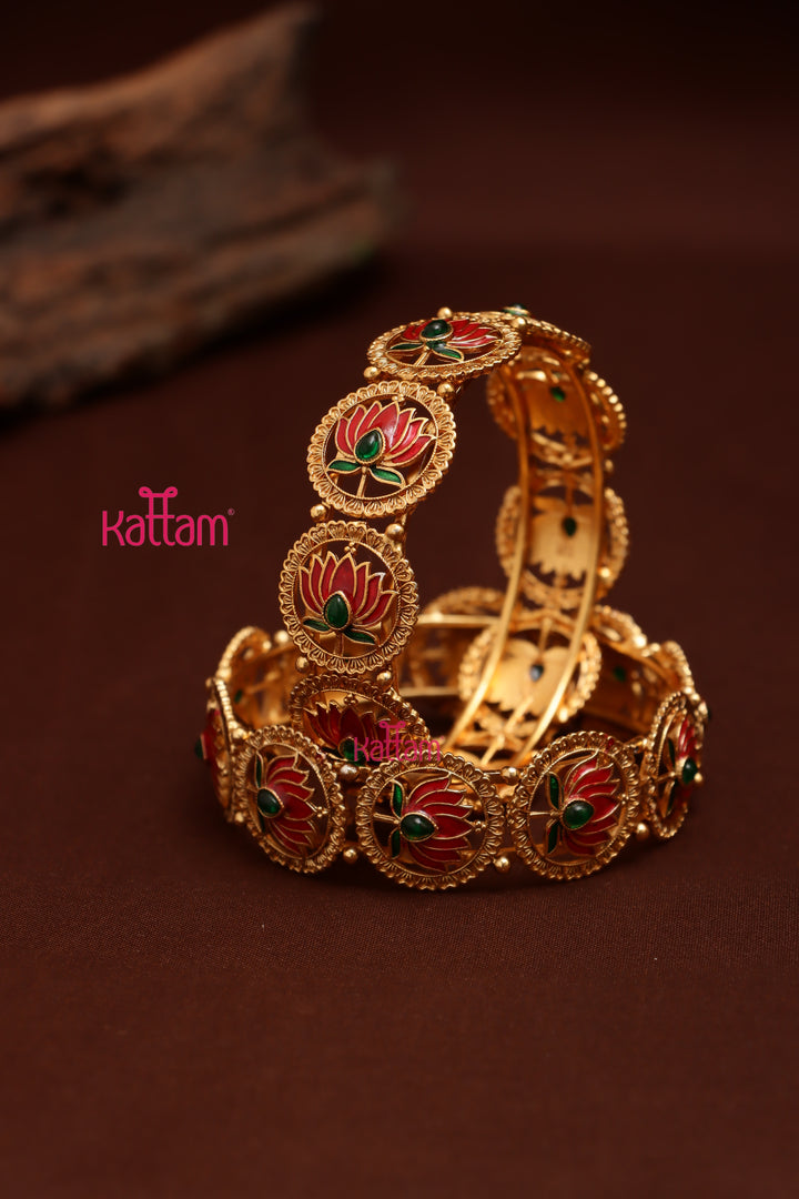 Matte Lotus Enamel Bangle (Set of 2)