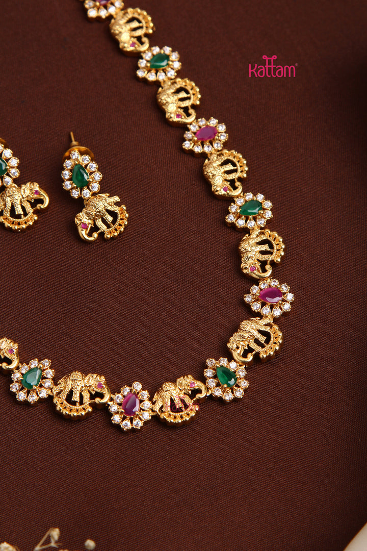 Thilak Elephant Multi Choker Set