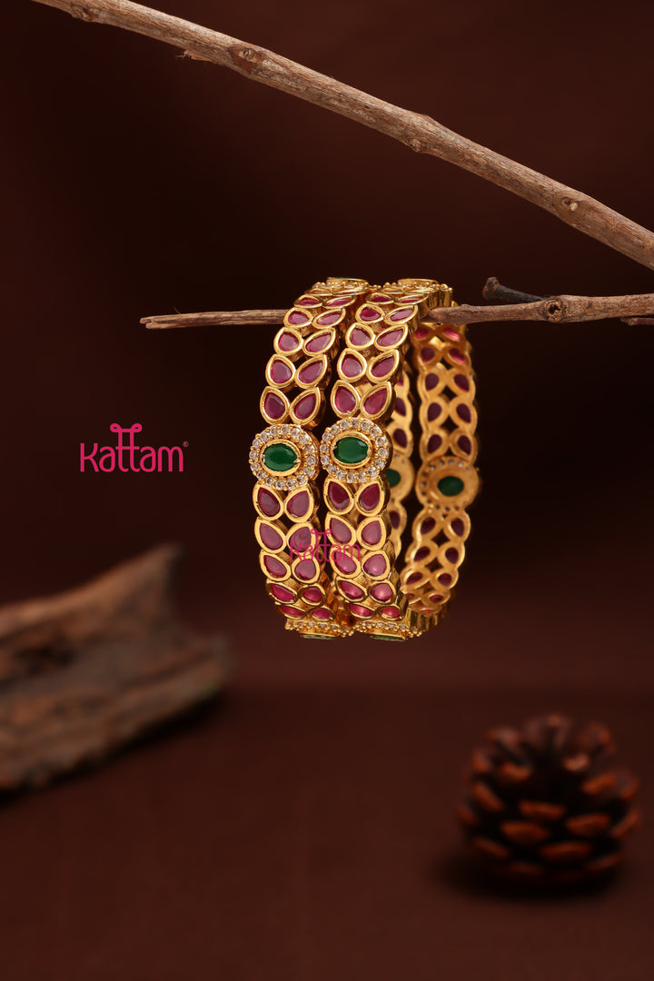 Kemp Leafy Stone Bangle (Set of 2)