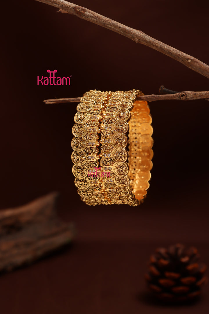 Goddess Coin White Stone Bold Bangle