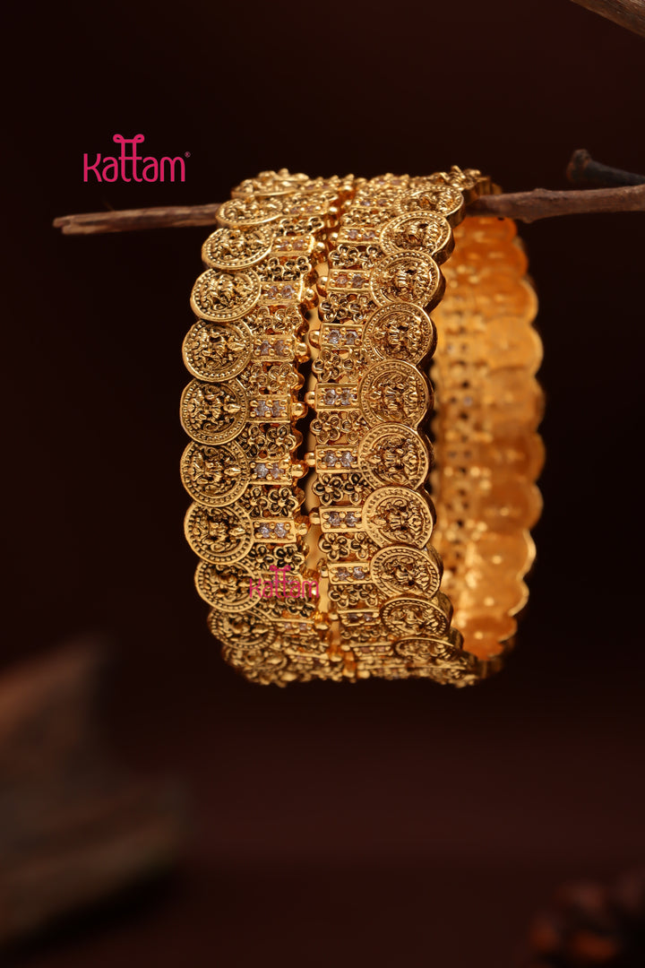 Goddess Coin White Stone Bold Bangle