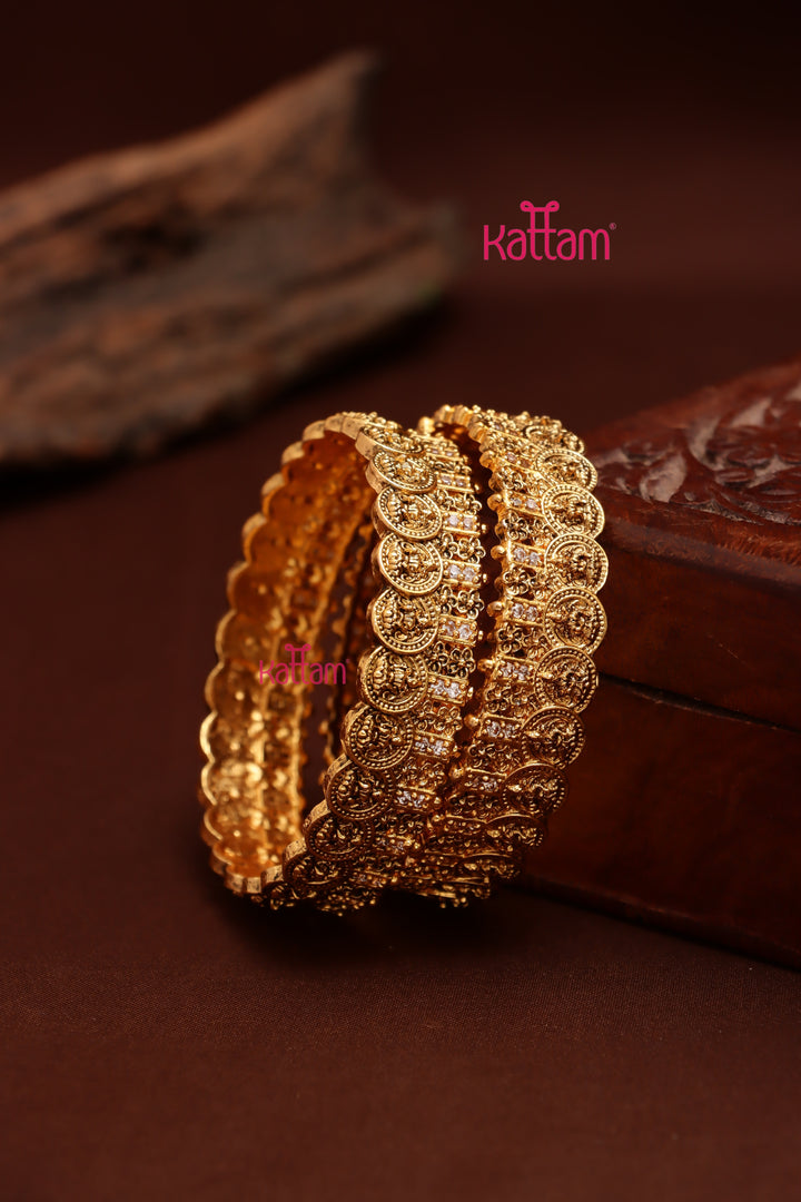 Goddess Coin White Stone Bold Bangle