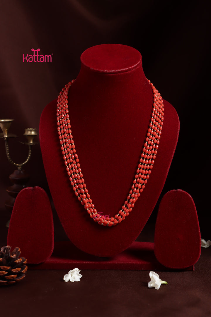 4 MM Oval 5L - Oval Bead Coral Mala