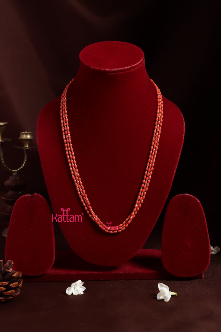 3 MM 3L - Oval Bead Coral Mala