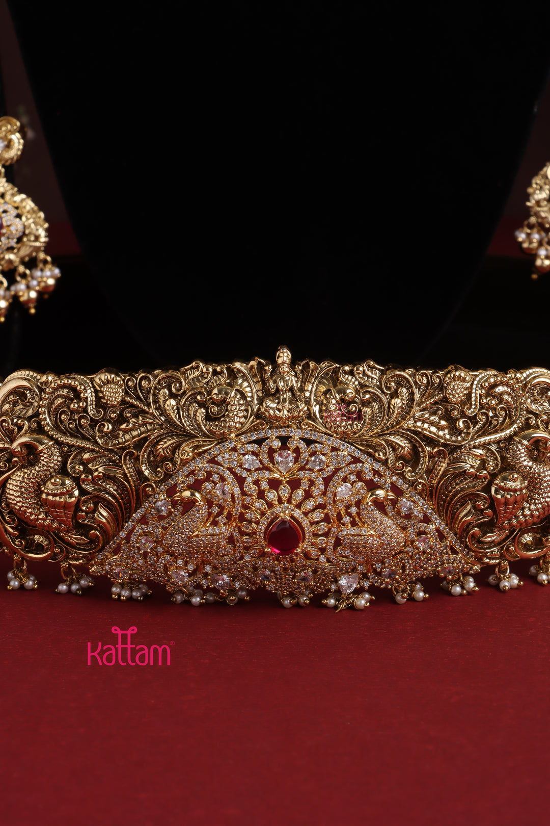 Aarudhra - Goldtone Peacock Ruby Semi Bridal Set (Sold Separately )