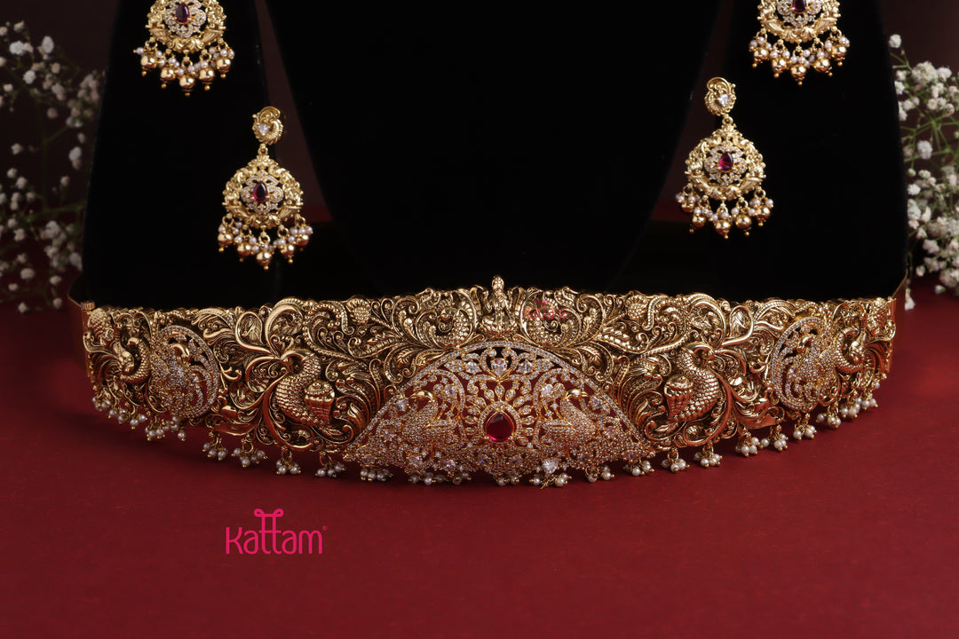 Aarudhra - Goldtone Peacock Ruby Semi Bridal Set (Sold Separately )