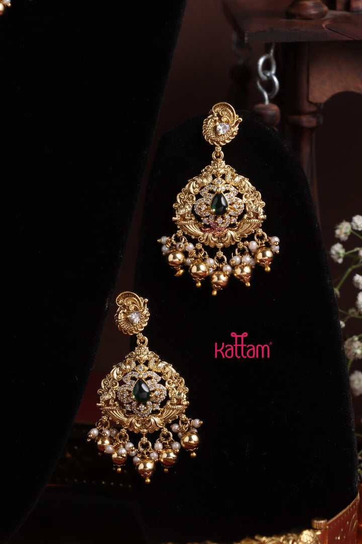 Aarudhra - Goldtone Peacock Green Semi Bridal Set