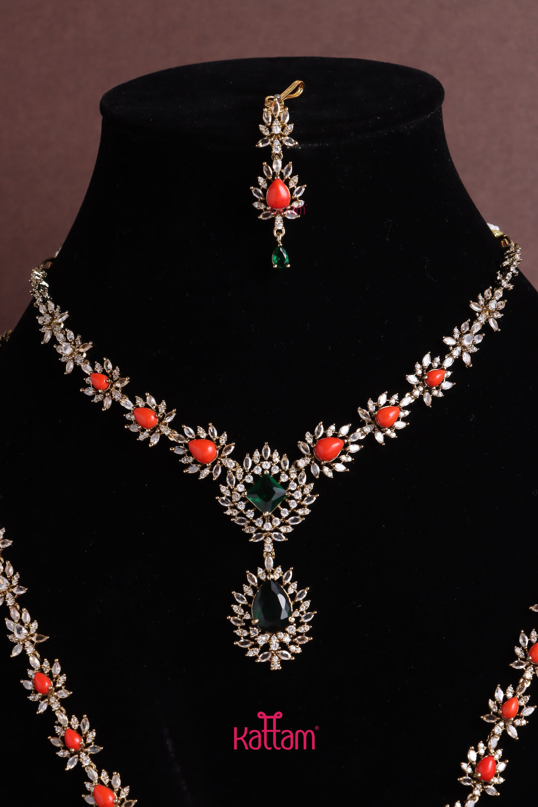 Coral Stone Semi Bridal Set