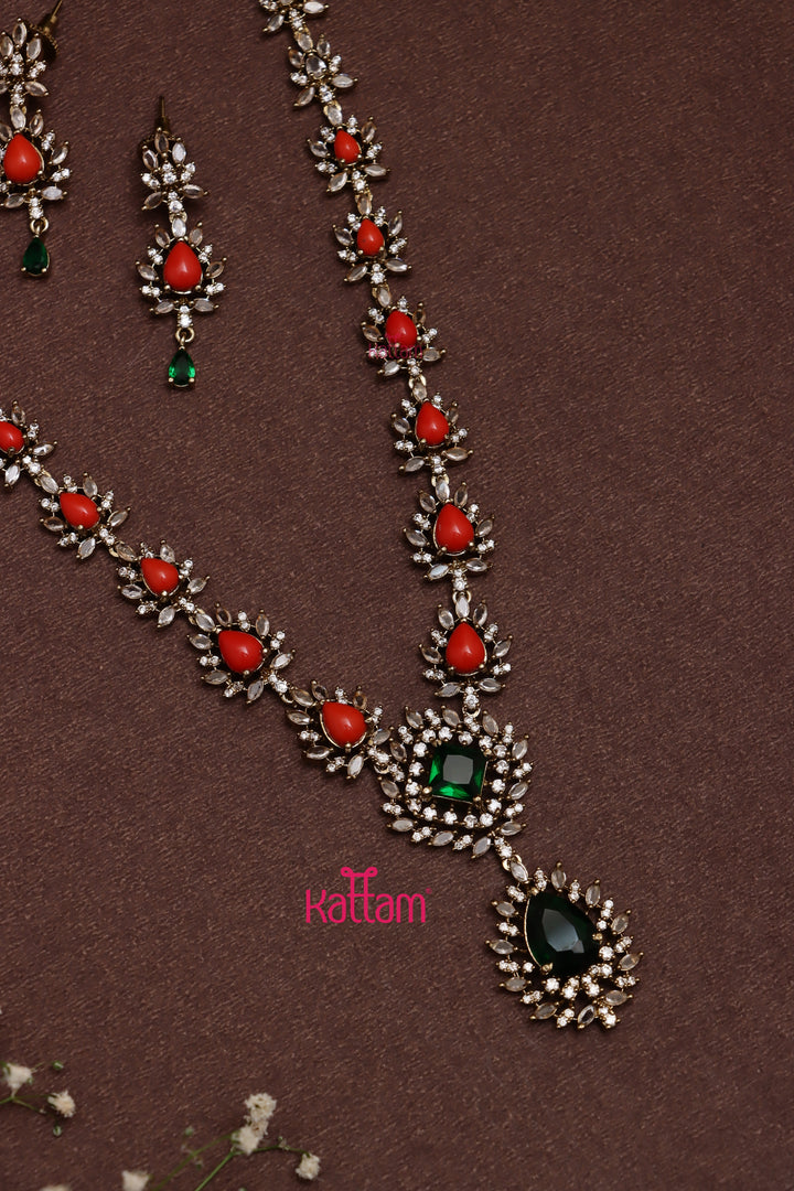 Coral Stone Semi Bridal Set